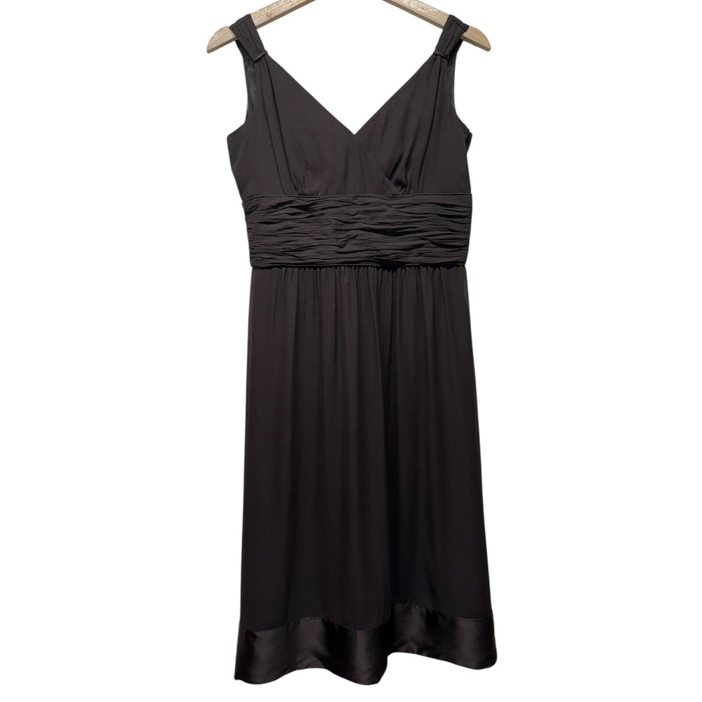 Vtg Ann Taylor Dress 4 Brown 100% Silk Sleeveless 90s Y2K Fairy Empire Waist